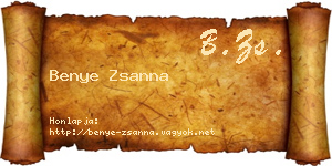 Benye Zsanna névjegykártya
